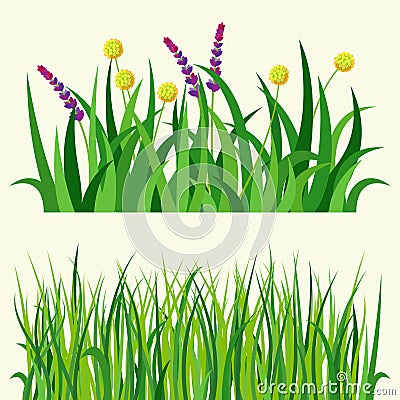 Green grass nature design elements vector illustration isolated grow agriculture nature background Vector Illustration