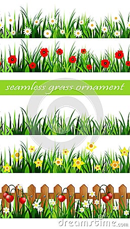 Green Grass seamless set Vector Illustration