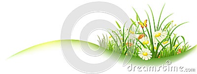 Green grass spring banner Vector Illustration