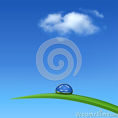 Green grass with waterdrop against blue sky Stock Photo