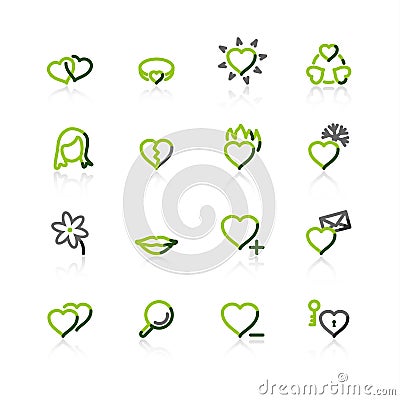 Green-gray love icons Vector Illustration