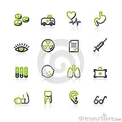 Green-gray medicine icons Vector Illustration