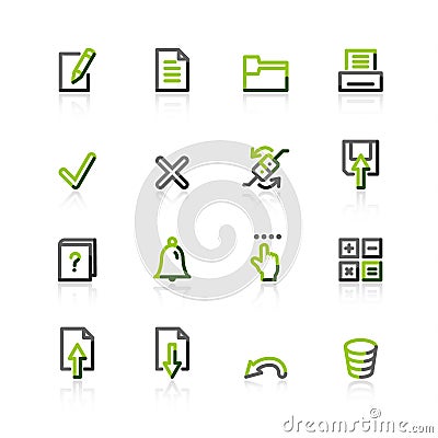 Green-gray notebook icons Vector Illustration