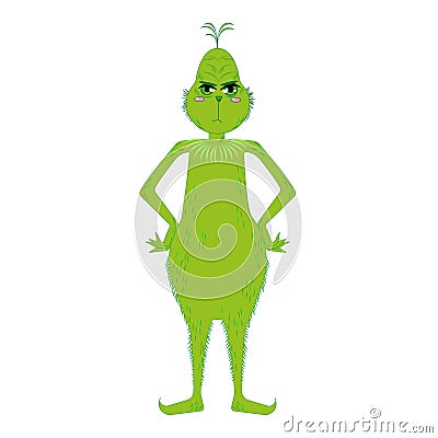 Green Grinch on isolated background Vector Illustration