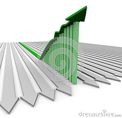 Green Growth Arrow - Bar Graph Stock Photo