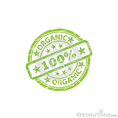 Green grunge organic stamp sign Stock Photo