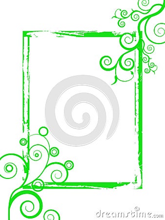 Green grunge swirls frame Stock Photo