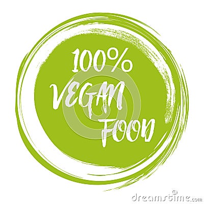 Green grunge Vegan food vector illustration hand drawn logotype Vector Illustration