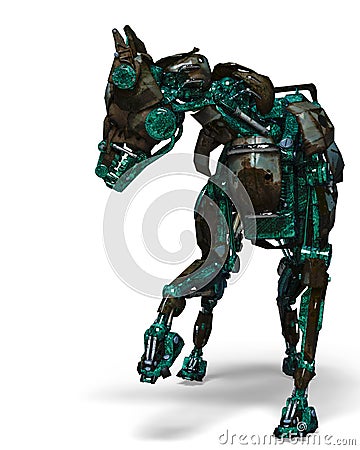 Green guard dog robot is a security system Stock Photo