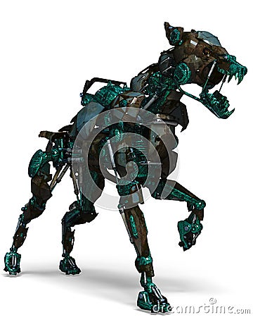 Green guard dog robot is a security system Stock Photo