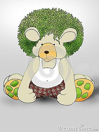 Green hair Teddybear Stock Photo