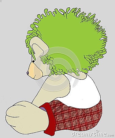Green hair Teddybear Stock Photo