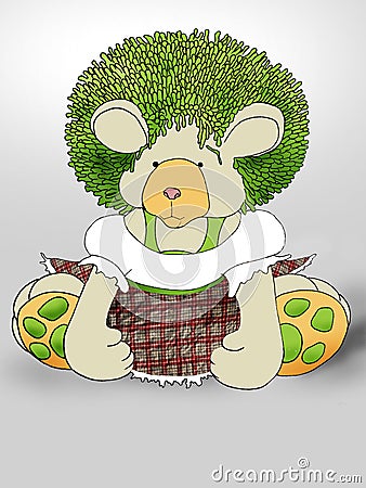 Green hair Teddybear Stock Photo