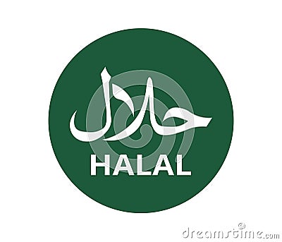 Green Halal symbol. Concept of halal food and packaging. Vector Illustration