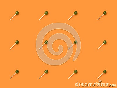 top view of green tasty halloween lollipops Stock Photo