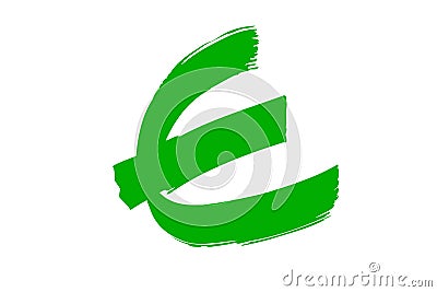 Green Hand Draw Sketch Using Big Marker : Euro, Isolated on White Vector Illustration