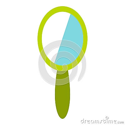 Green hand mirror icon, flat style Vector Illustration