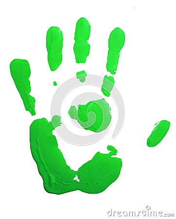 Green hand-print Stock Photo