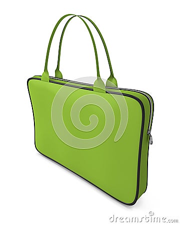Green handbag with zipper Cartoon Illustration