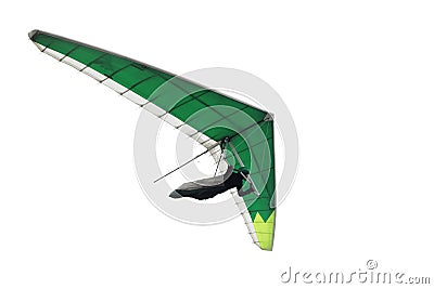 Green hang glider wing isolated on white Stock Photo
