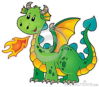 Green happy dragon Vector Illustration