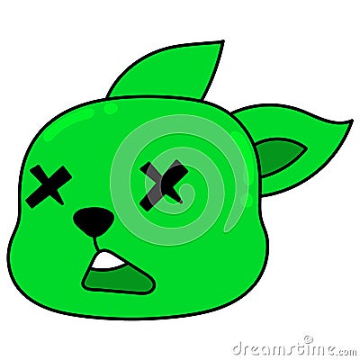 Green head is unconscious, doodle icon drawing Vector Illustration