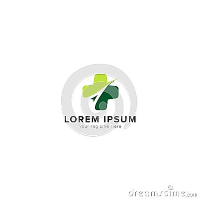 Green health care logo with line modern logo for rescue Vector Illustration