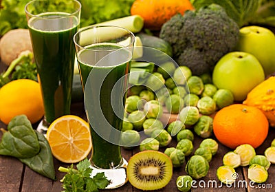 Green healthy detox smoothie Stock Photo