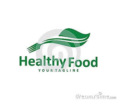 Green healthy food diet bistro cafe restaurant vector logo design Stock Photo