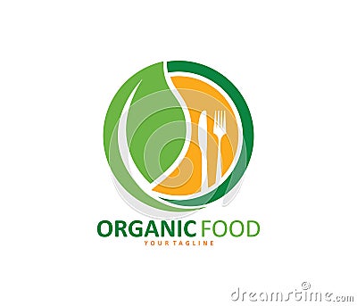 Green healthy food diet bistro cafe restaurant vector logo design Stock Photo