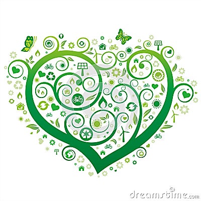 green heart Vector Illustration