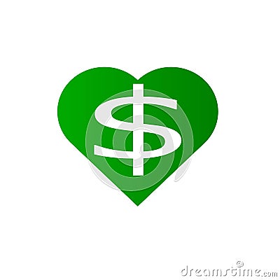 Dollar heart. Dollar in the heart. Vector Illustration