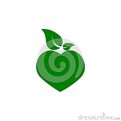 Green heart shaped apple icon logo Vector Illustration