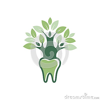 Green Herbal Dental Health Medicine Logo Symbol Vector Illustration