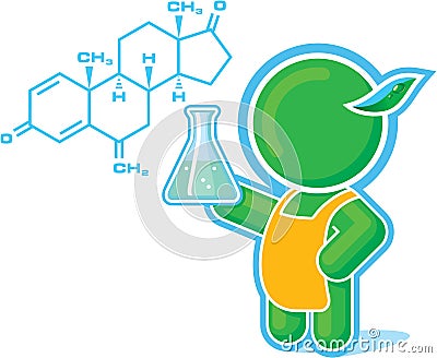Green Hero as a Chemistry Teacher Vector Illustration