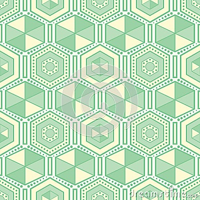 Green hexagons geometric vector seamless pattern. Vector Illustration