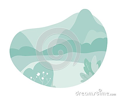 Green highland field with mountain on background Vector Illustration