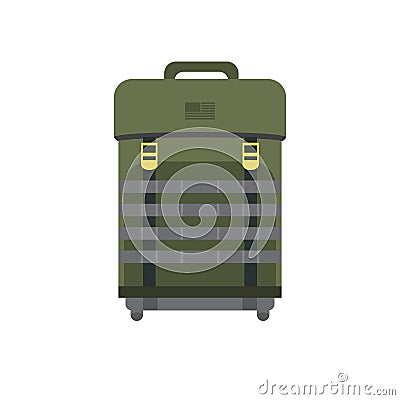 Green hiking backpack isolated on white background Vector Illustration