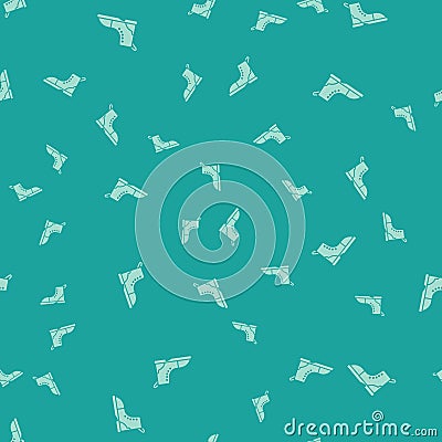 Green Hiking boot icon isolated seamless pattern on green background. Vector Illustration. Vector Illustration