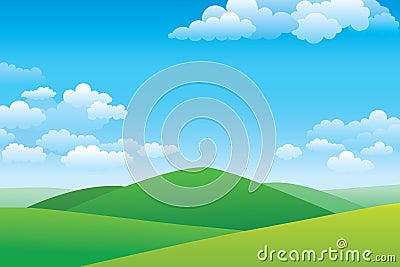 Green hill landscape Vector Illustration
