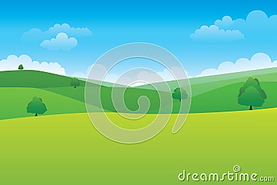 Green hill landscape Vector Illustration