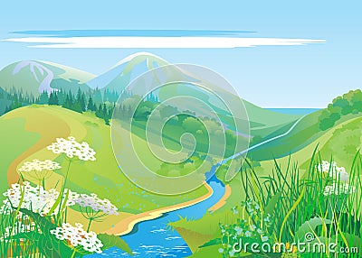 Green hills Vector Illustration