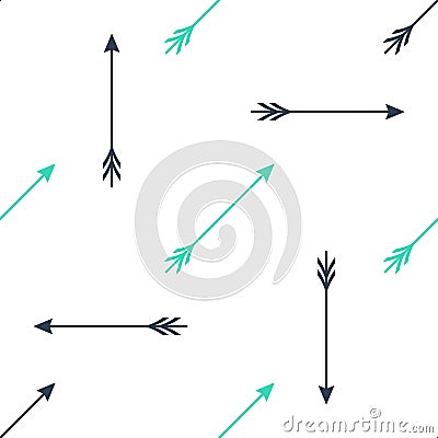 Green Hipster arrow icon isolated seamless pattern on white background. Vector Vector Illustration