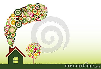 Green Home Vector Illustration