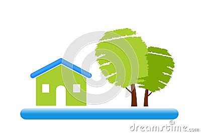 Green Home Icon Vector Illustration