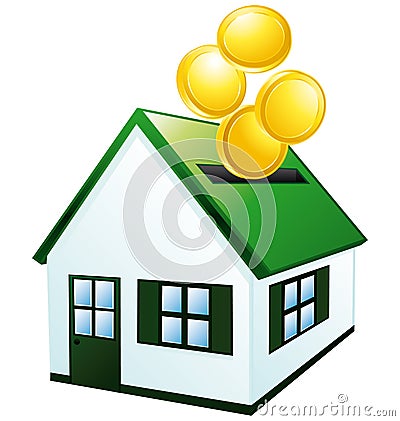 Green home piggy bank. Vector Illustration