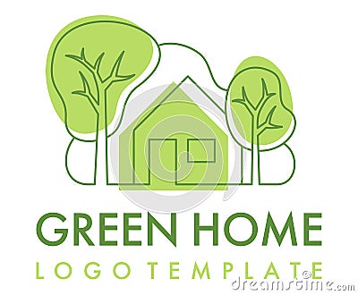 Green Home sustainable buliding emblem template Vector Illustration