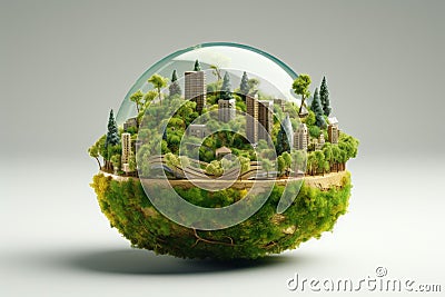 Green Horizon Eco-Friendly City Stock Photo