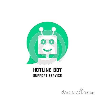Green hotline bot logo like support service Vector Illustration