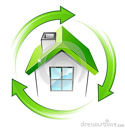 Green house and arrows Vector Illustration